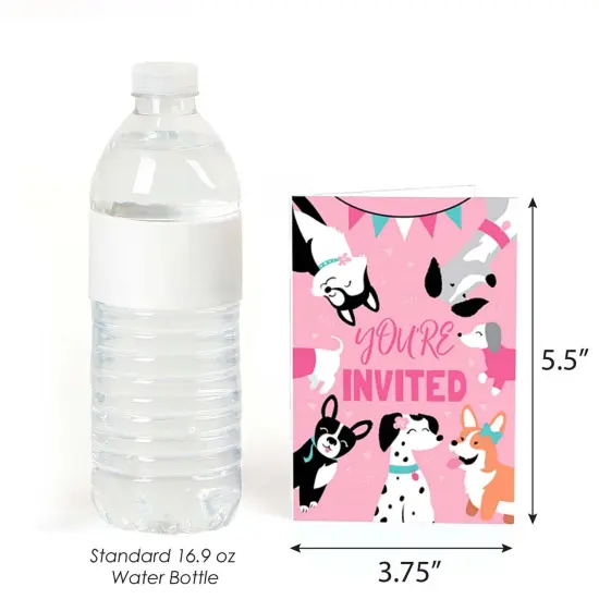 Big Dot of Happiness Pawty Like a Puppy Girl - Fill In Pink Dog Baby Shower or Birthday Party Invitations (8 count) {4}
