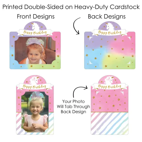Big Dot of Happiness Rainbow Unicorn - Magical Unicorn Birthday Party Picture Centerpiece Sticks - Photo Table Toppers - 15 Pieces {7}