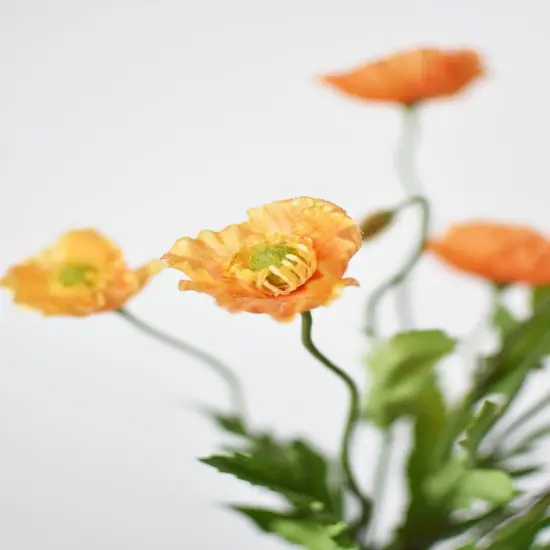 15" Faux Orange Poppy Bush {3}