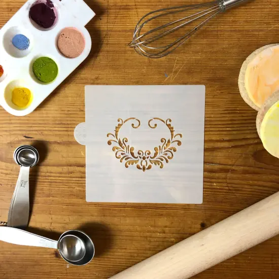 Heart Oval Cookie & Craft Stencil | CM047 by Designer Stencils | Cookie Decorating Tools | Baking Stencils for Royal Icing, Airbrush, Dusting Powder | Craft Stencils for Canvas, Paper, Wood | Reusable Food Grade Stencil {2}