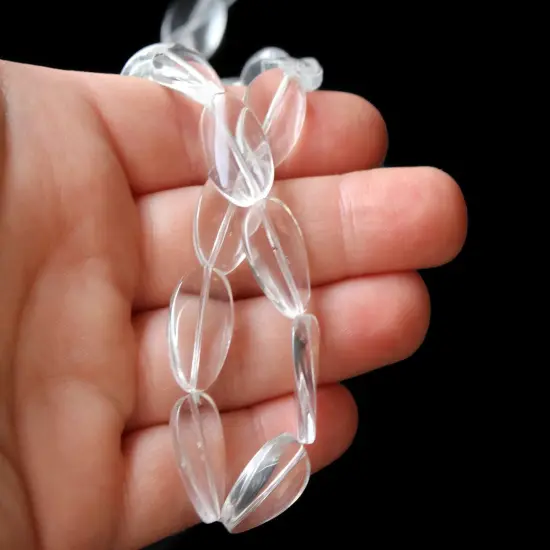 18 19mm Clear Flat Oval Twist CrystalGlass Beads Full Strand Loose Beads {3}