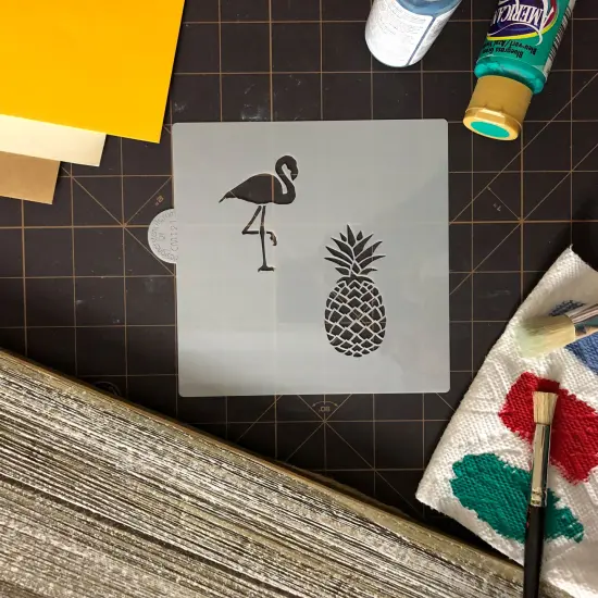 Flamingo and Pineapple Cookie & Craft Stencil | CM121 by Designer Stencils | Baking Stencils for Royal Icing, Airbrush, Dusting Powder | {2}