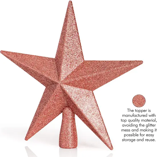 Ornativity Glitter Star Tree Topper - Christmas Rose Gold Decorative Holiday Bethlehem Star Ornament {3}