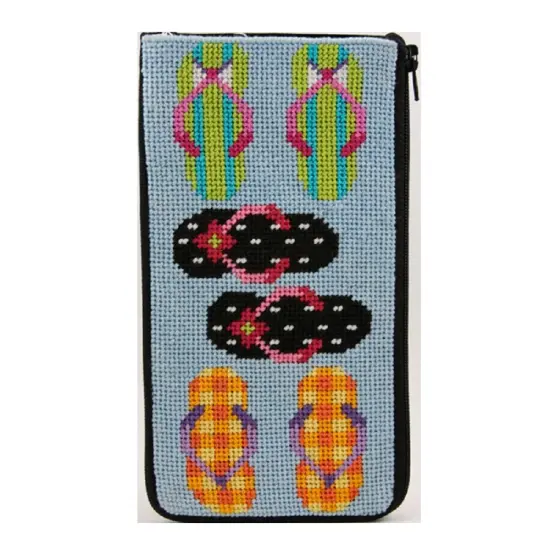 Stitch & Zip Needlepoint Eyeglass Case Kit - SZ442 Flip Flops Multicolor {1}