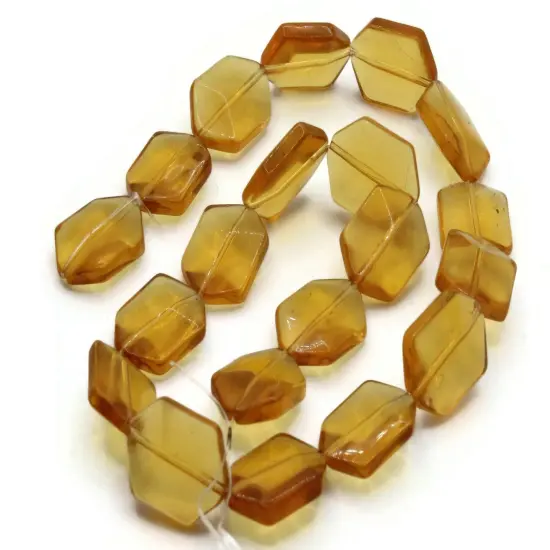 20 17mm Orange Glass Hexagon Beads {6}