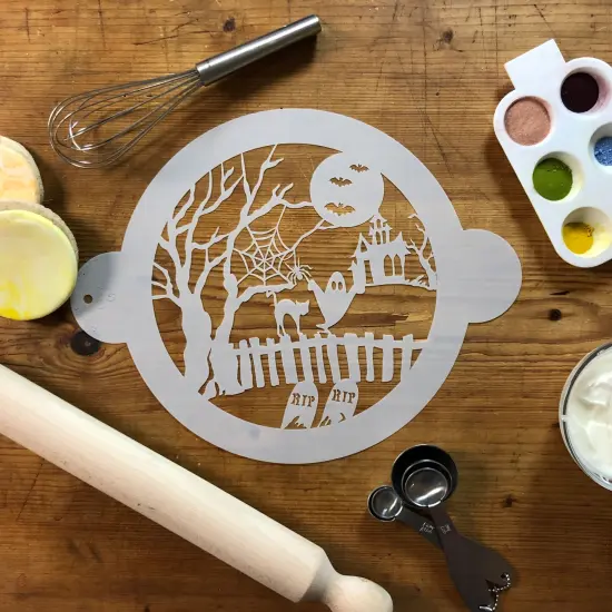 Halloween Fright Cake Stencil Top | C459 by Designer Stencils | Cake Decorating Tools | {4}