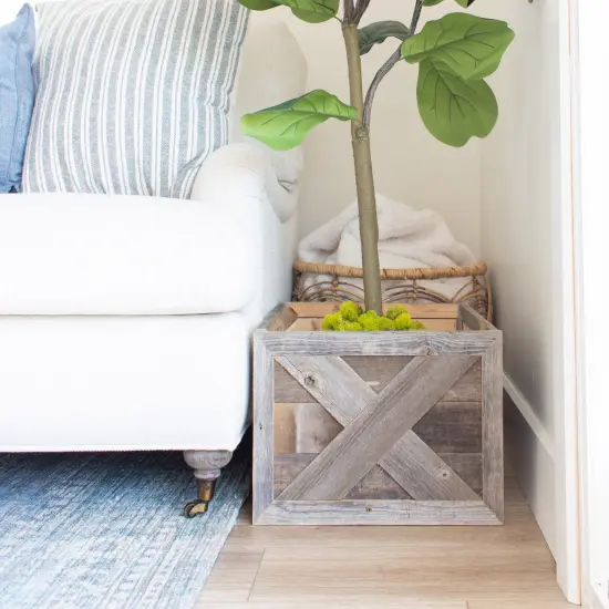 Farmhouse Deluxe 22.5 x 14.5, 30 in. Diameter, Decorative Planter Box Collar Grey {5}