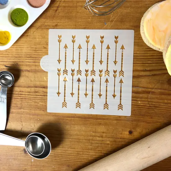 Arrow All Over Pattern Cookie & Craft Stencil | CM123 by Designer Stencils | Cookie Decorating Tools | Baking Stencils for Royal Icing, Airbrush, Dusting Powder | Craft Stencils for Canvas, Paper, Wood | Reusable Food Grade Stencil {4}