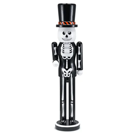 Ornativity Christmas Scary Skeleton Nutcracker &ndash; Black and White Wooden Day of The Dead Skeletal Nutcracker Man with Top Hat Xmas and Halloween Themed Holiday Nut Cracker Doll Figure Decorations {2}