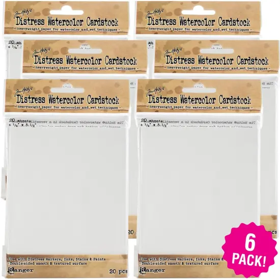 Multipack of 6 - Tim Holtz Distress Watercolor Cardstock 20/Pkg-4.25"X5.5" {1}