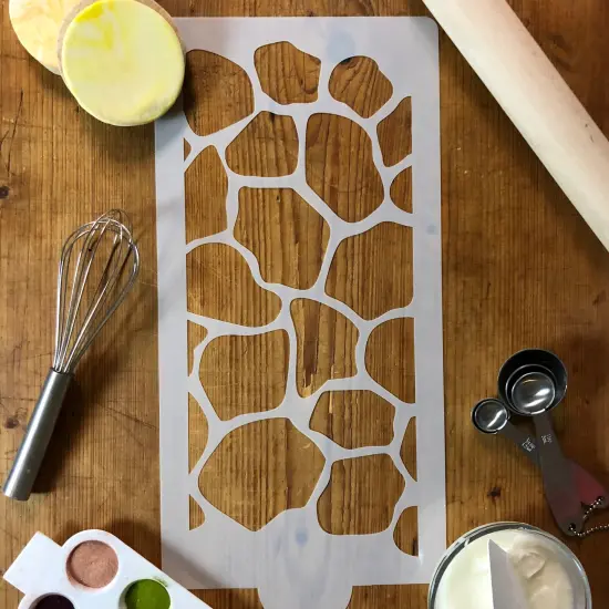 Giraffe Skin Cake Stencil | C453 by Designer Stencils | Cake Decorating Tools | Baking Stencils for Royal Icing, Airbrush, Dusting Powder | Reusable Plastic Food Grade Stencil for Cakes | Easy to Use & Clean Cake Stencil {3}