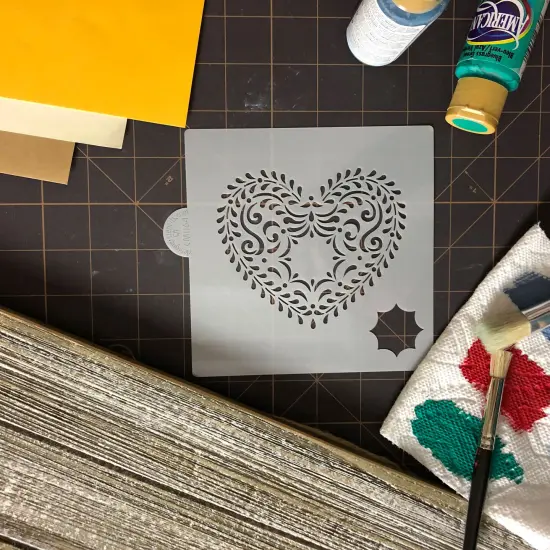 Monogram Heart Cookie & Craft Stencil | CM064 by Designer Stencils | Cookie Decorating Tools | Baking Stencils for Royal Icing, Airbrush, Dusting Powder | Craft Stencils for Canvas, Paper, Wood | Reusable Food Grade Stencil {3}