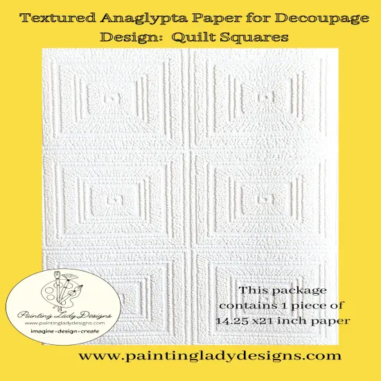 Textured Anaglypta Paper for Decoupage - Quilt Squares Design {1}