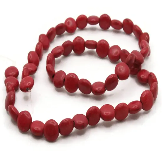 52 8mm Dyed Red Howlite Stone Coin Beads {1}
