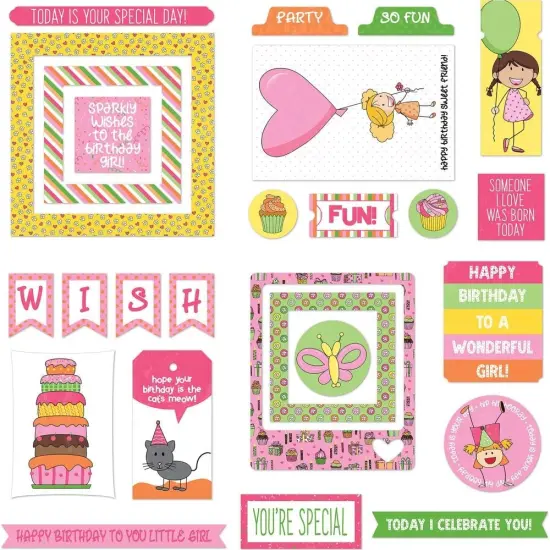 Photoplay Birthday Wishes Girl Die-Cut Ephemera {2}