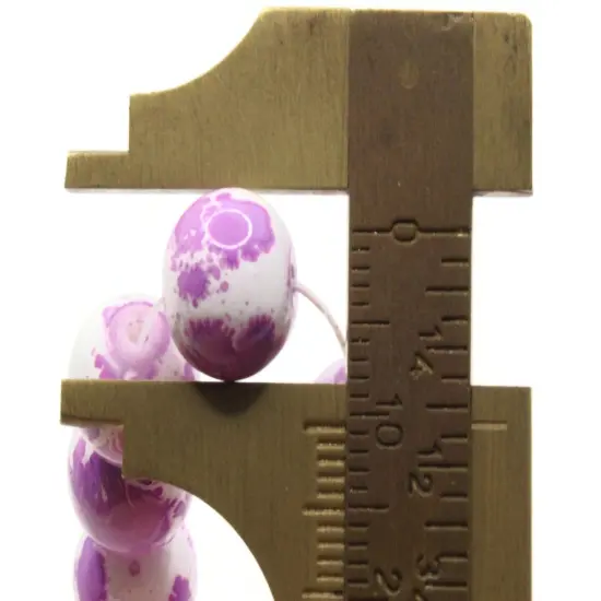 40 10mm White with Purple Round Glass Splatter Paint Beads {6}