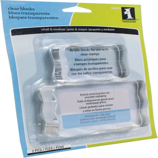 Multipack of 4 - Inkadinkado Clear On Clear Acrylic Blocks 2/Pkg-Small 2.25"X1.75", Medium 3.5"X2.5" {3}