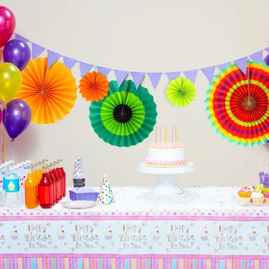 Big Mo's Toys Paper Fans Green Yellow And Orange Mexican Fiesta Party Decorations Supplies Paper Fan Rosettes {6}