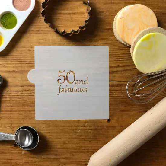 50 and Fabulous Cookie & Craft Stencil | CM148 by Designer Stencils | Cookie Decorating Tools | Baking Stencils for Royal Icing, Airbrush, Dusting Powder | Craft Stencils for Canvas, Paper, Wood | Reusable Food Grade Stencil {3}