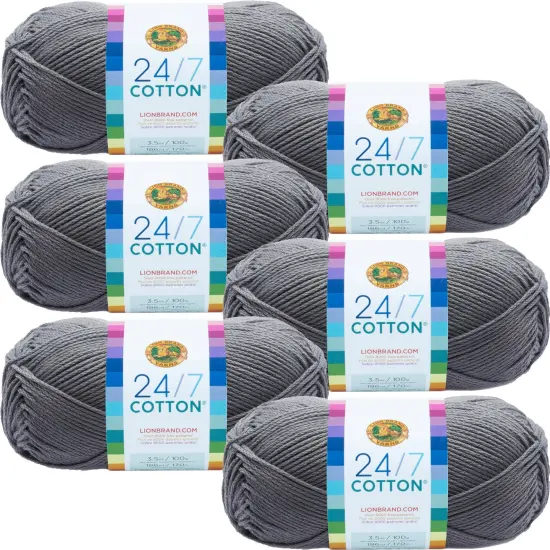(6 Pack) Lion Brand 24/7 Cotton Yarn - Silver {1}