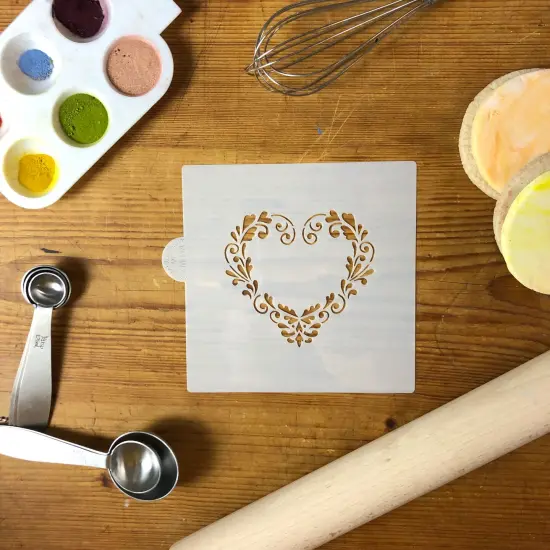 Delft Heart Cookie & Craft Stencil | CM048 by Designer Stencils | Cookie Decorating Tools | Baking Stencils for Royal Icing, Airbrush, Dusting Powder | Craft Stencils for Canvas, Paper, Wood | Reusable Food Grade Stencil {4}