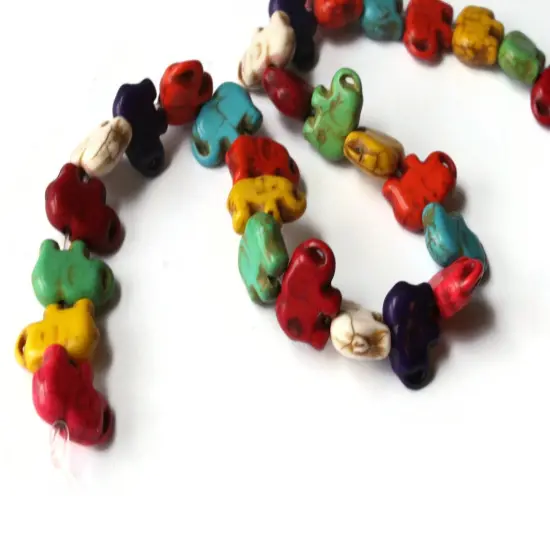 38 15mm Howlite Elephant Mixed Color Dyed Gemstone Beads bR1 {2}