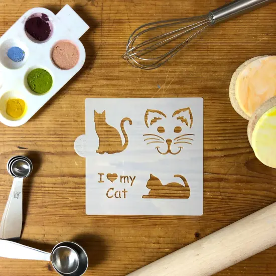 I Love My Cat Cookie & Craft Stencil | CM028 by Designer Stencils | Stencils for Royal Icing, Airbrush, Dusting Powder | {4}