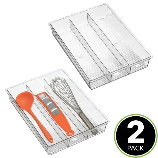 mDesign Plastic 3-Section In-Drawer Kitchen Utensil Organizer Tray {2}