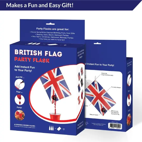 Union Jack Flag Party Flask: 2 liter British Flag Flasks Make the Perfect Drink Dispenser for Your St Georges Day or Guy Fawkes,Bonfire Night Party Supplies,Football, Cricket,or Rugby Parties and More {3}
