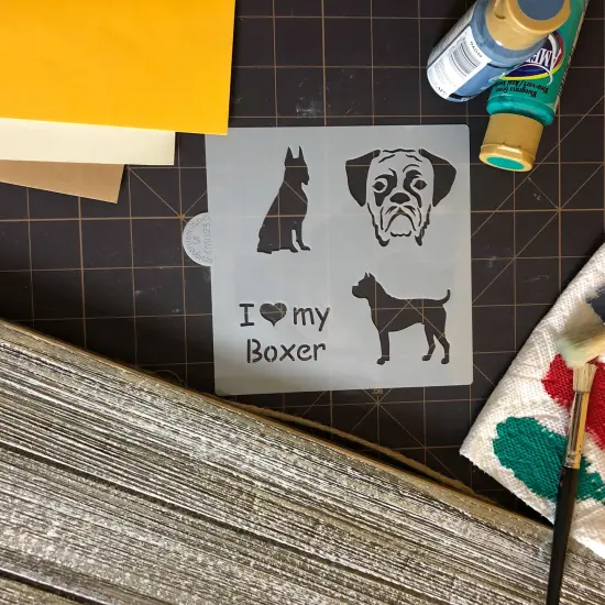 I Love my Boxer Cookie & Craft Stencil | CM023 by Designer Stencils | Cookie Decorating Tools | Baking Stencils for Royal Icing, Airbrush, Dusting Powder | Craft Stencils for Canvas, Paper, Wood | Reusable Food Grade Stencil {3}