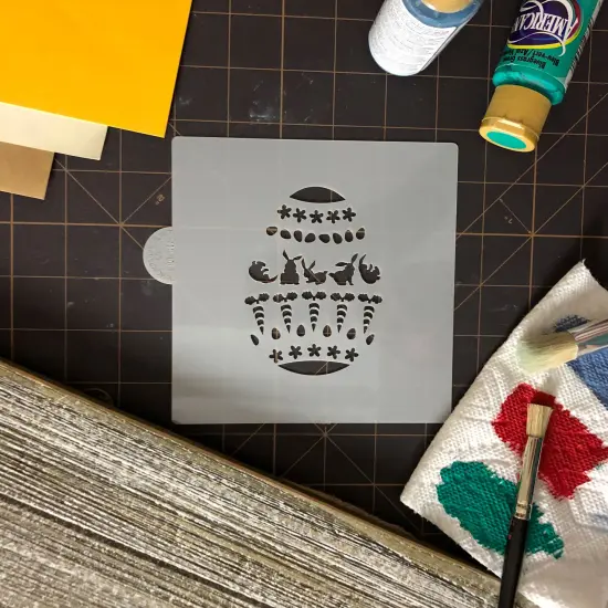 Bunnies and Carrots Easter Egg Cookie & Craft Stencil | CM086 by Designer Stencils | Cookie Decorating Tools | Baking Stencils for Royal Icing, Airbrush, Dusting Powder | Craft Stencils for Canvas, Paper, Wood | Reusable Food Grade Stencil {5}