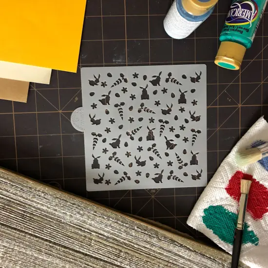 Bunnies and Carrots Miniprint Cookie & Craft Stencil | CM089 by Designer Stencils | Cookie Decorating Tools | Baking Stencils for Royal Icing, Airbrush, Dusting Powder | Craft Stencils for Canvas, Paper, Wood | Reusable Food Grade Stencil {3}