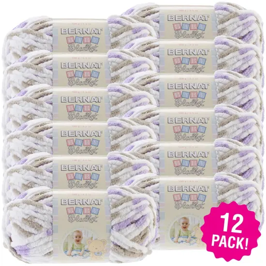Multipack of 12 - Bernat Baby Blanket Yarn-Little Lilac Dove Print {1}