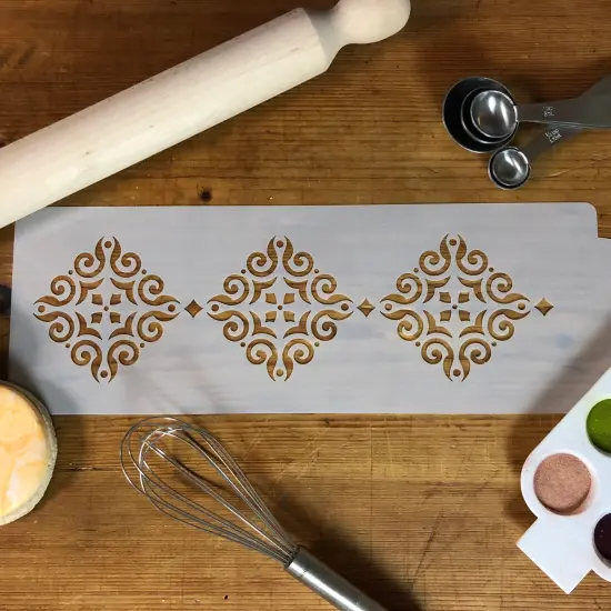 Mexican Tile Cake Stencil Tier #2 | C542 by Designer Stencils | Stencils for Royal Icing, Airbrush, Dusting Powder | {3}
