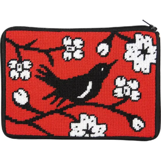 Stitch & Zip Needlepoint Purse/Cosmetic Case Kit - SZ595 Blackbird Multicolor {1}