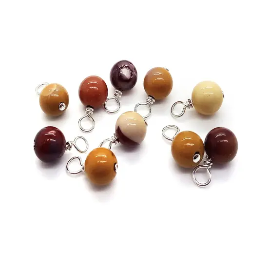 Mookaite 6mm Bead Dangles, Small Gemstone Charms, 10 pieces, Adorabilities {1}