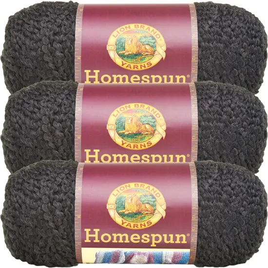 (3 Pack) Lion Brand Homespun Yarn - Black {1}