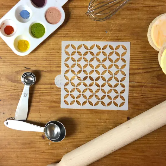 Modern Circle Cookie & Craft Stencil | CM001 by Designer Stencils | Cookie Decorating Tools | Baking Stencils for Royal Icing, Airbrush, Dusting Powder | Craft Stencils for Canvas, Paper, Wood | Reusable Food Grade Stencil | Easy to Use & Clean {2}
