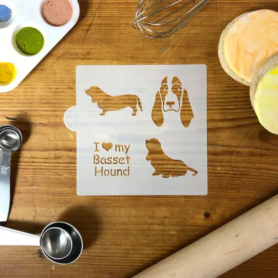 I Love My Basset Hound Cookie & Craft Stencil | CM105 by Designer Stencils | Cookie Decorating Tools | Baking Stencils for Royal Icing, Airbrush, Dusting Powder | Craft Stencils for Canvas, Paper, Wood | Reusable Food Grade Stencil {3}