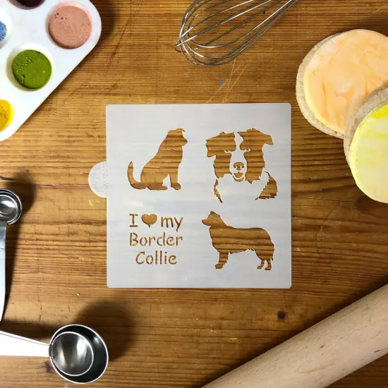 I Love My Border Collie Cookie & Craft Stencil | CM122 by Designer Stencils | Cookie Decorating Tools | Baking Stencils for Royal Icing, Airbrush, Dusting Powder | Craft Stencils for Canvas, Paper, Wood | Reusable Food Grade Stencil {4}