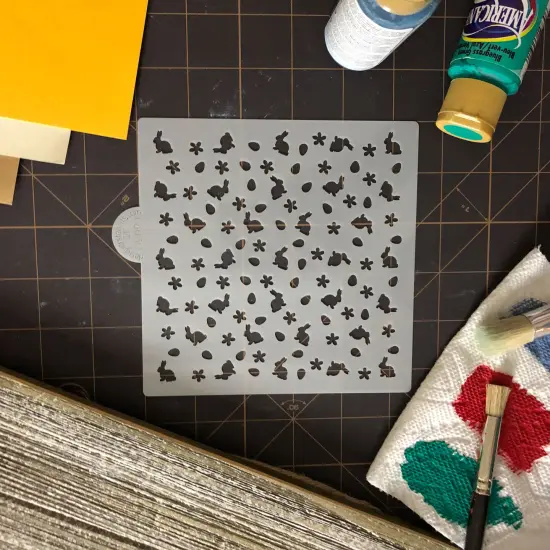 Bunnies and Flowers Miniprint Cookie & Craft Stencil | CM090 by Designer Stencils | Cookie Decorating Tools | Baking Stencils for Royal Icing, Airbrush, Dusting Powder | Craft Stencils for Canvas, Paper, Wood | Reusable Food Grade Stencil {4}