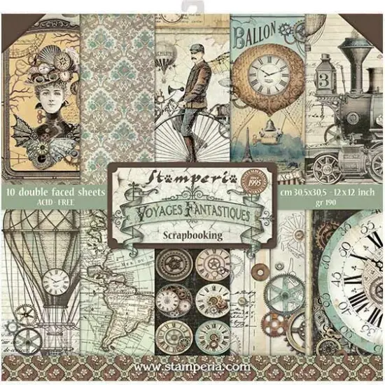 Stamperia Double-Sided Paper Pad 12"X12" 10/Pkg-Voyages Fantastiques, 10 Designs/1 Each {1}