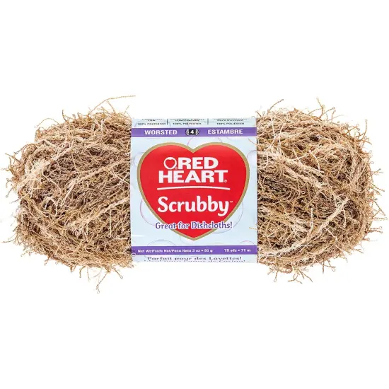 Red Heart Scrubby Almond Yarn - 3 Pack of 85g/3oz - Polyester - 4 Medium (Worsted) - 78 Yards - Knitting/Crochet {2}