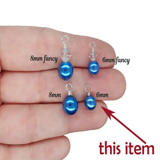 6mm Glass Pearl Dangles, 10 Charms in Your Choice of Colors, Adorabilities Purple {5}