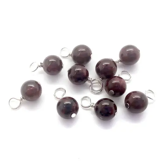 Garnet 6mm Bead Dangles, Small Gemstone Charms, 10 pieces, Adorabilities {1}