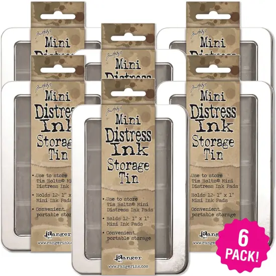 Multipack of 6 - Tim Holtz Mini Distress Ink Storage Tin-Holds 12 {1}