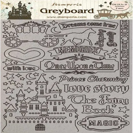 Stamperia Greyboard Cut-Outs A4 2mm Thick-Castle, Sleeping Beauty {1}