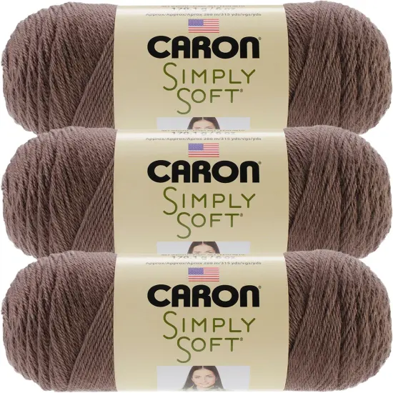 Caron Simply Soft Taupe Yarn3 Pack of 170g/6ozAcrylic4 Medium (Worsted) - 315 YardsKnitting/Crochet {1}