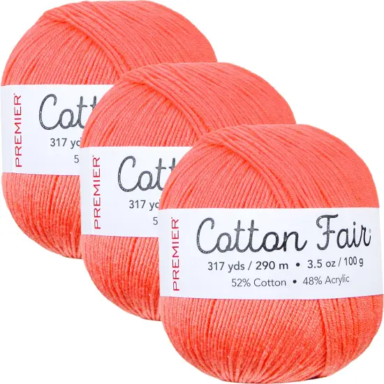 Multipack of 3 - Premier Yarns Cotton Fair Solid Yarn-Bright Peach {1}
