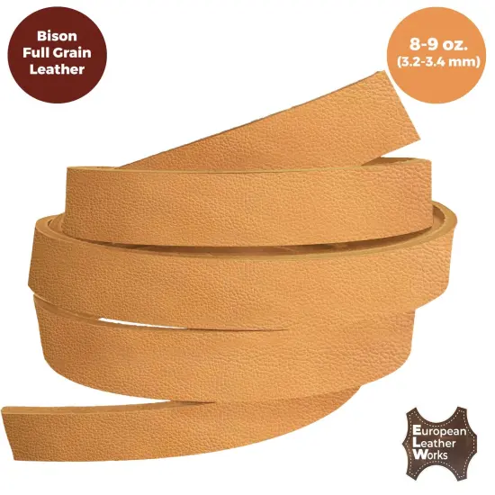 ELW Genuine American Leather Bison 8-9 oz (3.2-3.4mm) Thickness - Straps, Belts, Strips - 84"&nbsp;-&nbsp; Full Grain Hide DIY Craft Projects, Bag, Chap, Moccasins, Jewelry, Wrapping {4}